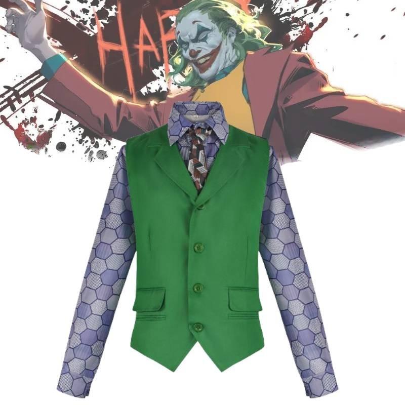 Dark Knight Joker Clown Costume With Shirt Vest Tie Set For Halloween Cosplay