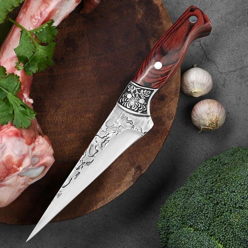 Кованый кухонный нож для мяса, нож для обвалки из нержавеющей стали, нож для мясника, нож для нарезки овощей и фруктов, острый нож для фруктов