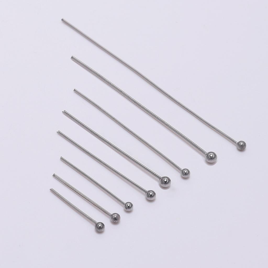 100pcs/Lot 15 20 30 40 50mm Stainless Steel Ball Head Pins For DiY Jewelry Making Head Pin Findings Accessories Dia 0.6mm