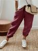 2024 Spring Cotton Linen Women's Pants Black High Wasit Pencil Pants Female Spring Fashion Trendy Loose Casual Ladies Bottoms
