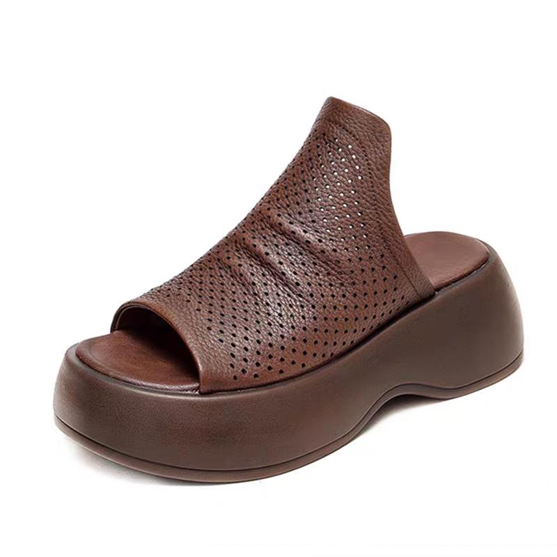 Sandals Women Summer Wedge High Heel Slippers Breathable Fish Mouth Sports Casual Comfortable Non Slip Platform Beach