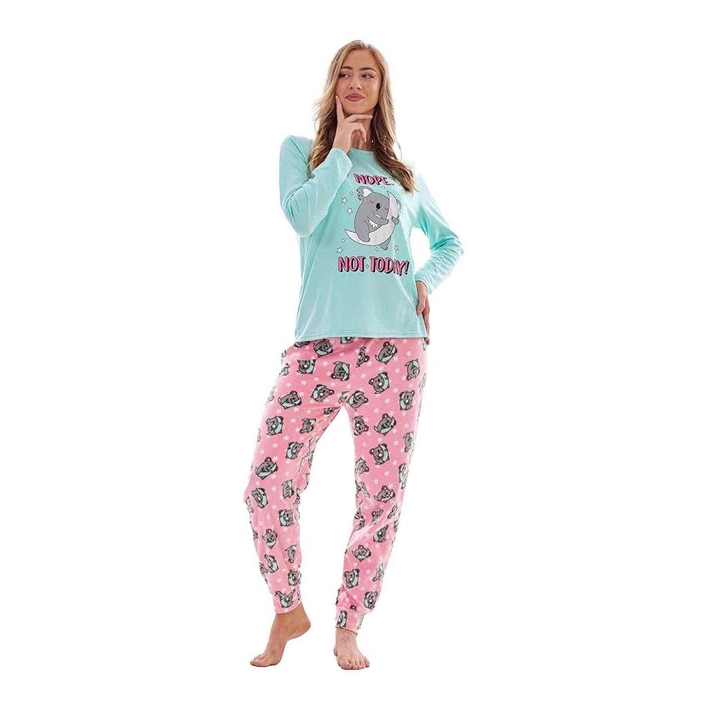 Keanu Womens/Ladies Not Today Koala Microfleece Long Pyjama Set