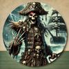 D Round Vintage Skeleton Pirate Aluminum Wall Art  HD Print Metal Sign Waterproof Dustproof Perfect for Home Garden Cafer