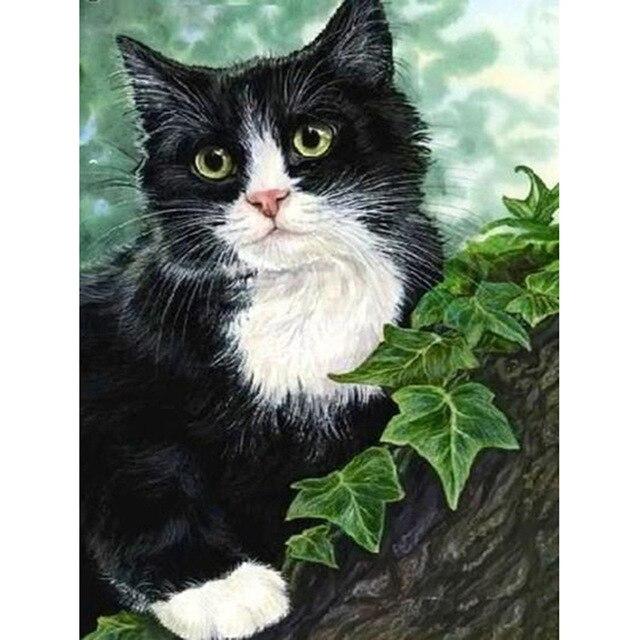 DIY 5D алмазная живопись кошка Алмазная вышивка крестиком полная круглая/квадратная картина с животными из горного хрусталя мозаика Настенный декор