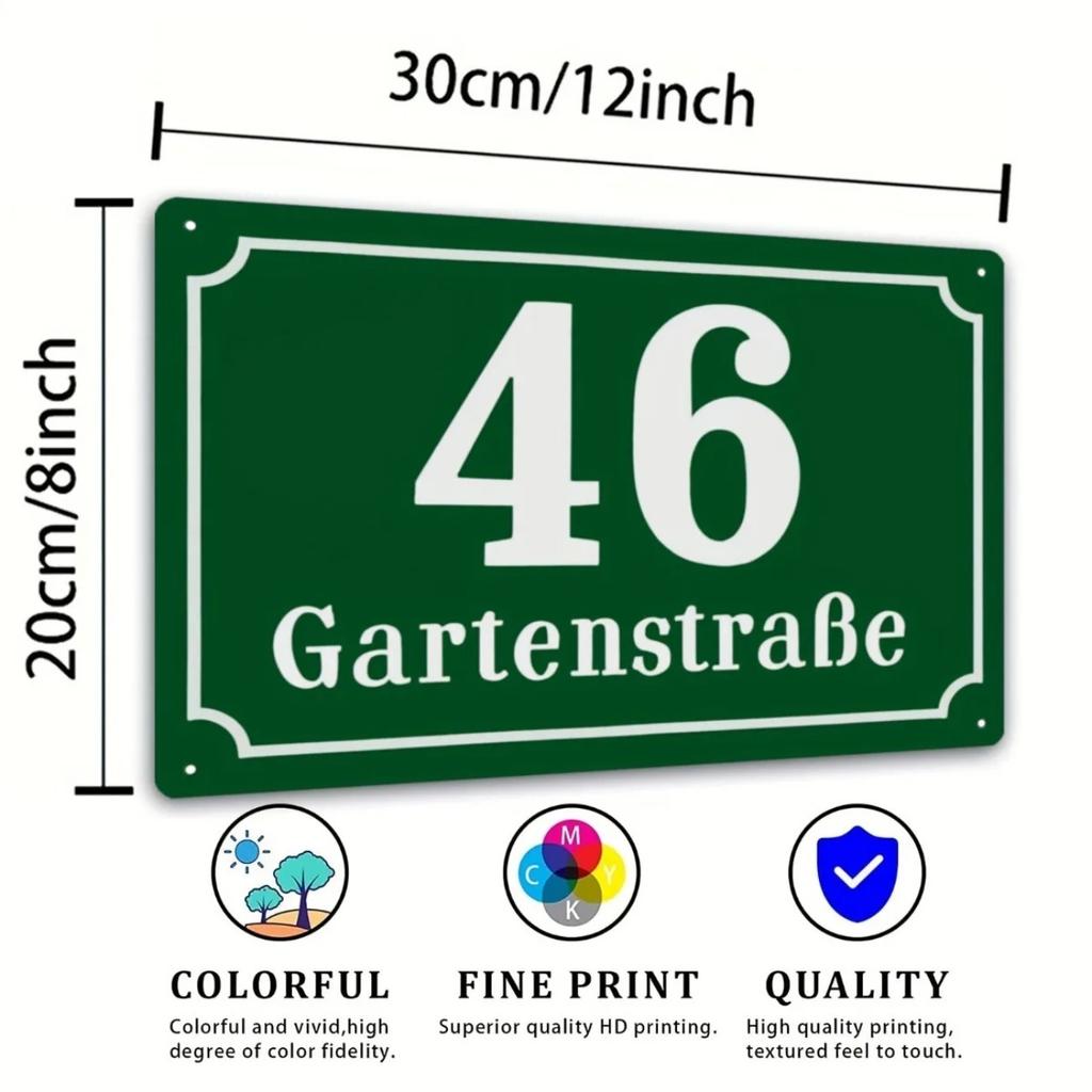 Personalized Retro Metal House Number Sign Indoor Outdoor Wall Decor