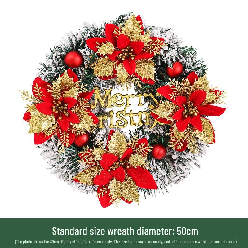 30cm Snowfall Flocking Christmas Wreath for Hotel and Shop Window Decoration
