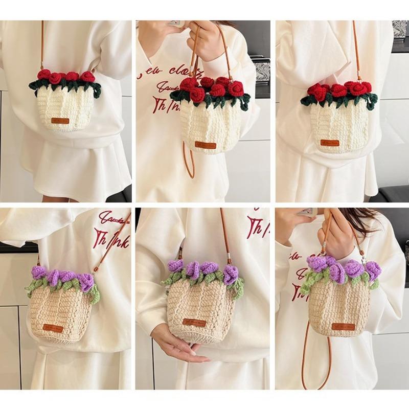 Новая модная темпераментная трендовая сумка женская милая на плечо, сумка-мессенджер, букет роз в ведре, женская сумка под мышкой