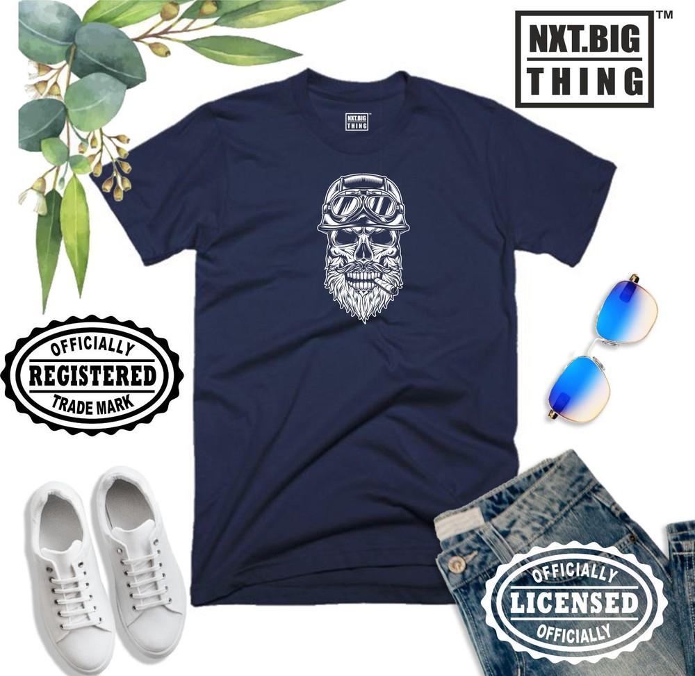 Bearded Skull T Shirt Bike Biker Ride Race Dead Motorbike Motorcycle Chopper Top