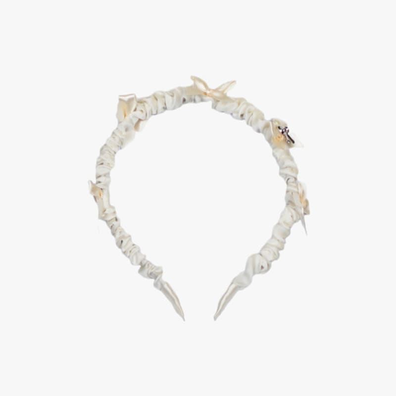 РОЗОВЫЙ АНАНАС МОРЩИНЧАТАЯ ЛЕНТА ПОВЯЗКА ДЛЯ ВОЛОС_ЦВЕТ СЛОНОВОЙ КОСТИ