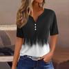 Жен. Футболка Футболка С принтом Пуговицы С короткими рукавами Повседневные Выходные Мода Классический V-образный вырез Обычный Верх