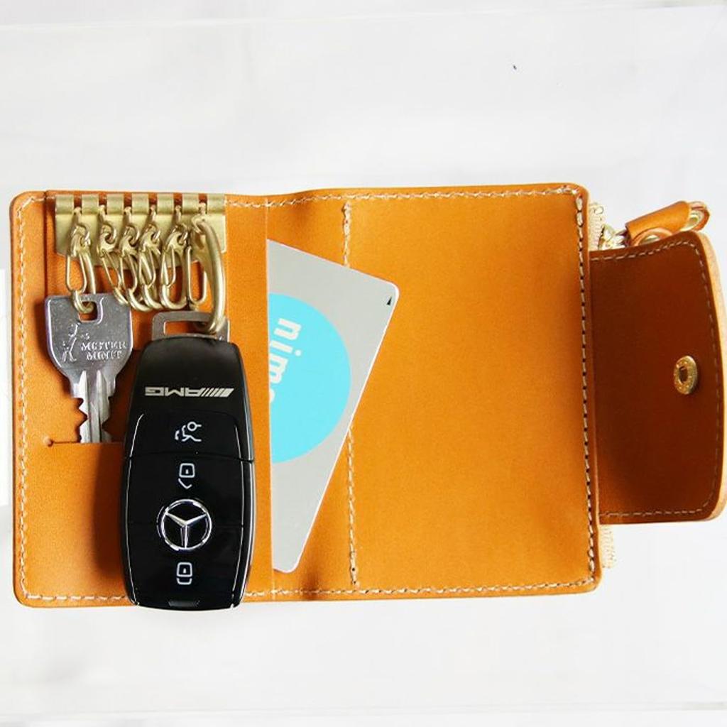 Key Case with Coin Purse Genuine Leather Coin Purse Integrated 6 Rows Tochigi Leather Smart Key Case Key Holder Brand Made In Japan Leather Day