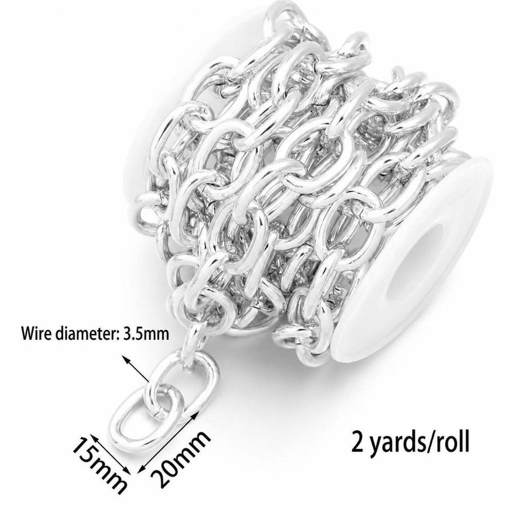 2 Yards Length Aluminum Chain Polished Finish O-Shape Chain Twisted Chain for Jewelry DIY Making