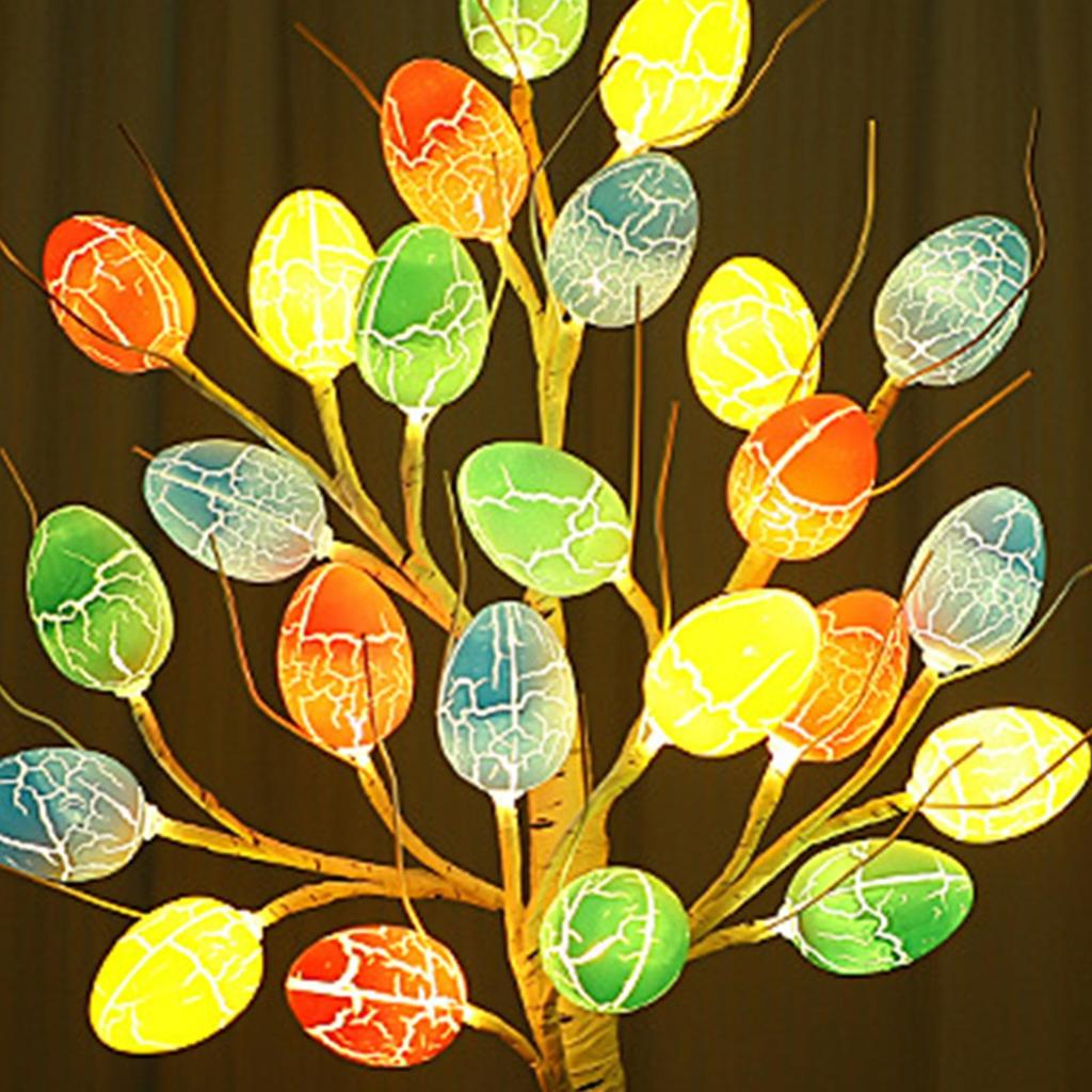 Светодиодное пасхальное дерево с гибкими ветвями, центральный элемент 23,6 дюйма, питание от батарей и USB, пасхальное яйцо, настольный centerpiece для детской комнаты