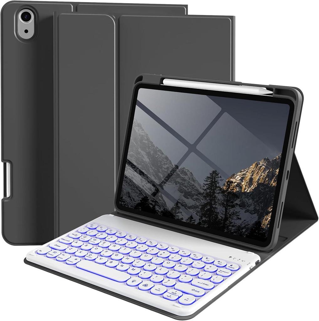 Чехол для Xiaomi Pad 8 Pro с 7-цветной подсветкой клавиатуры, слотом для стилуса и магнитным закрытием