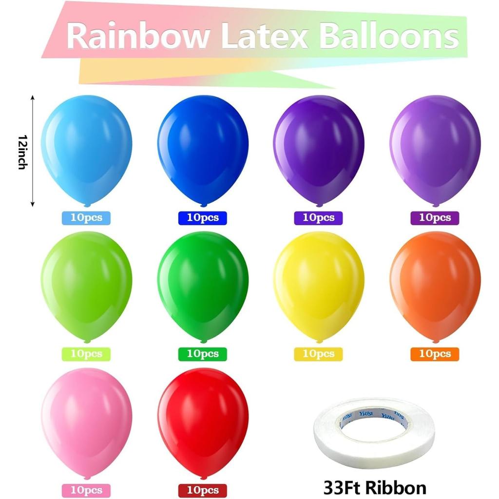 100 шт. 12-дюймовые разноцветные латексные шары-ассорти Радужные яркие круглые шары для украшения дня рождения, свадьбы, девичника