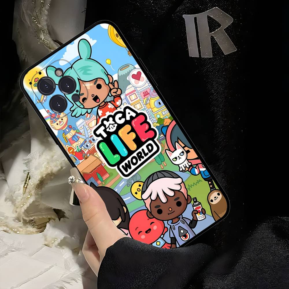 Toca Boca Toca Life World Phone Case For IPhone 17 16 15 14 13 12 11 Pro Max Plus Mini Soft Black Cover