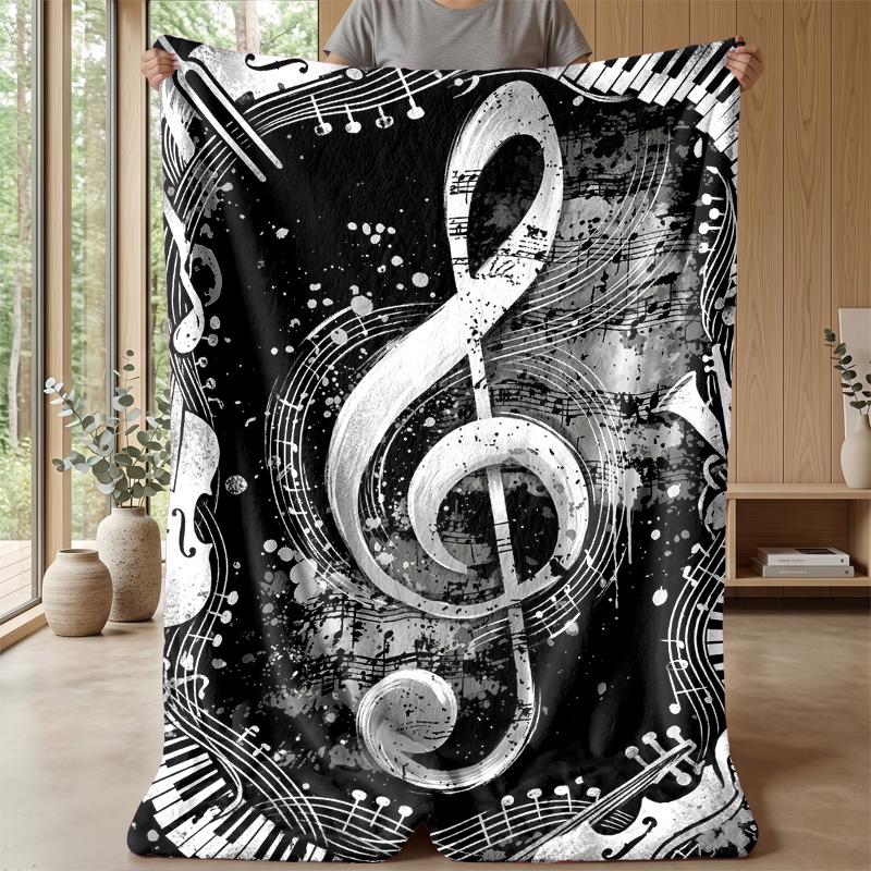 Music Notes Harmony 2 Theme blanket Lightweight Warm Flannel Blanket Decorative Throw Blanket for Home Decoration