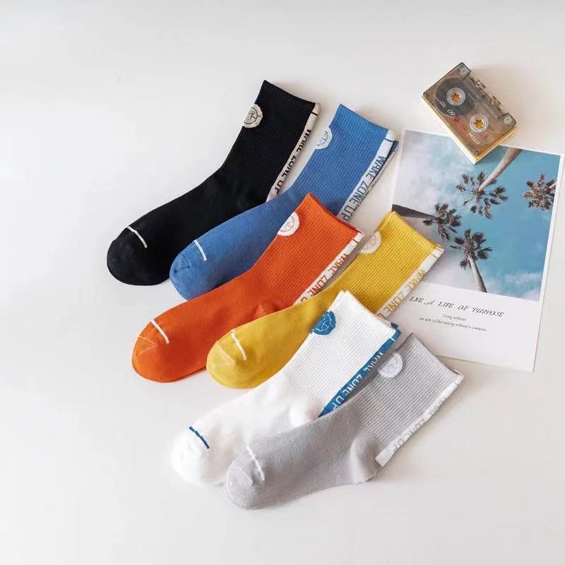 5 Pairs Women Cute Long Socks Soft Breathable Sport Cotton Socks