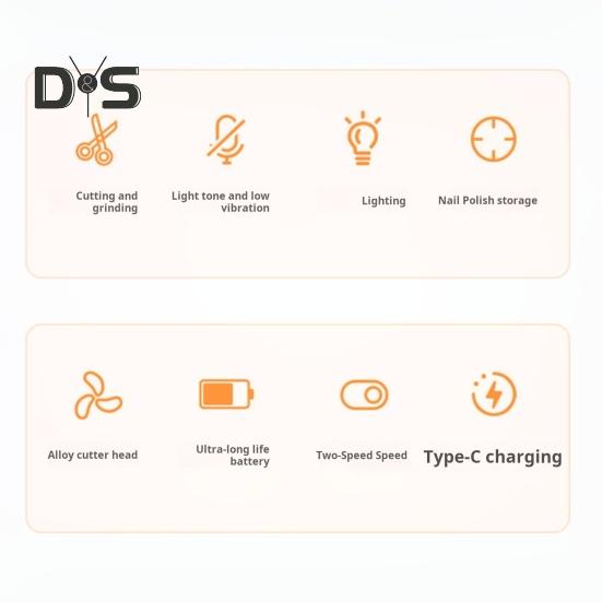 Электрическая машинка для стрижки ногтей, полировщик со светодиодной подсветкой, 2-скоростная, регулируемая, тип C, перезаряжаемая, автоматическая пилка для ногтей для детей, взрослых, пожилых людей, маникюр
