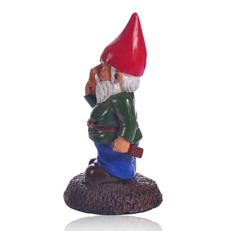 1pc Garden Decoration Outdoor Cartoon Gnome Vertical Middle Finger Resin Crafts Statues Decorations Gifts Yard Garden Ornaments