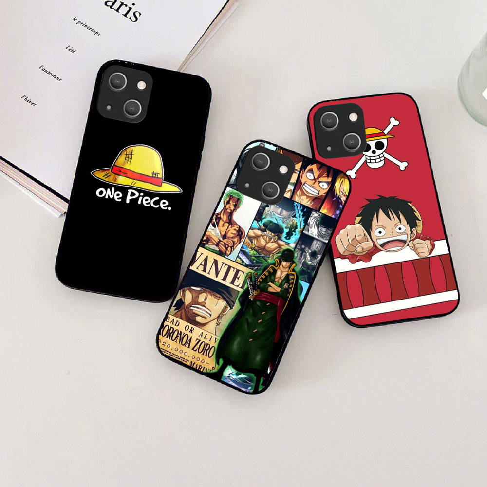KK-41 One Piece Poster Soft Black Case for iPhone XR 14 15 11 12 13 6 7 8 X XS Pro Max Samsung S22 S23 S21 S24 FE Ultra S8 Plus