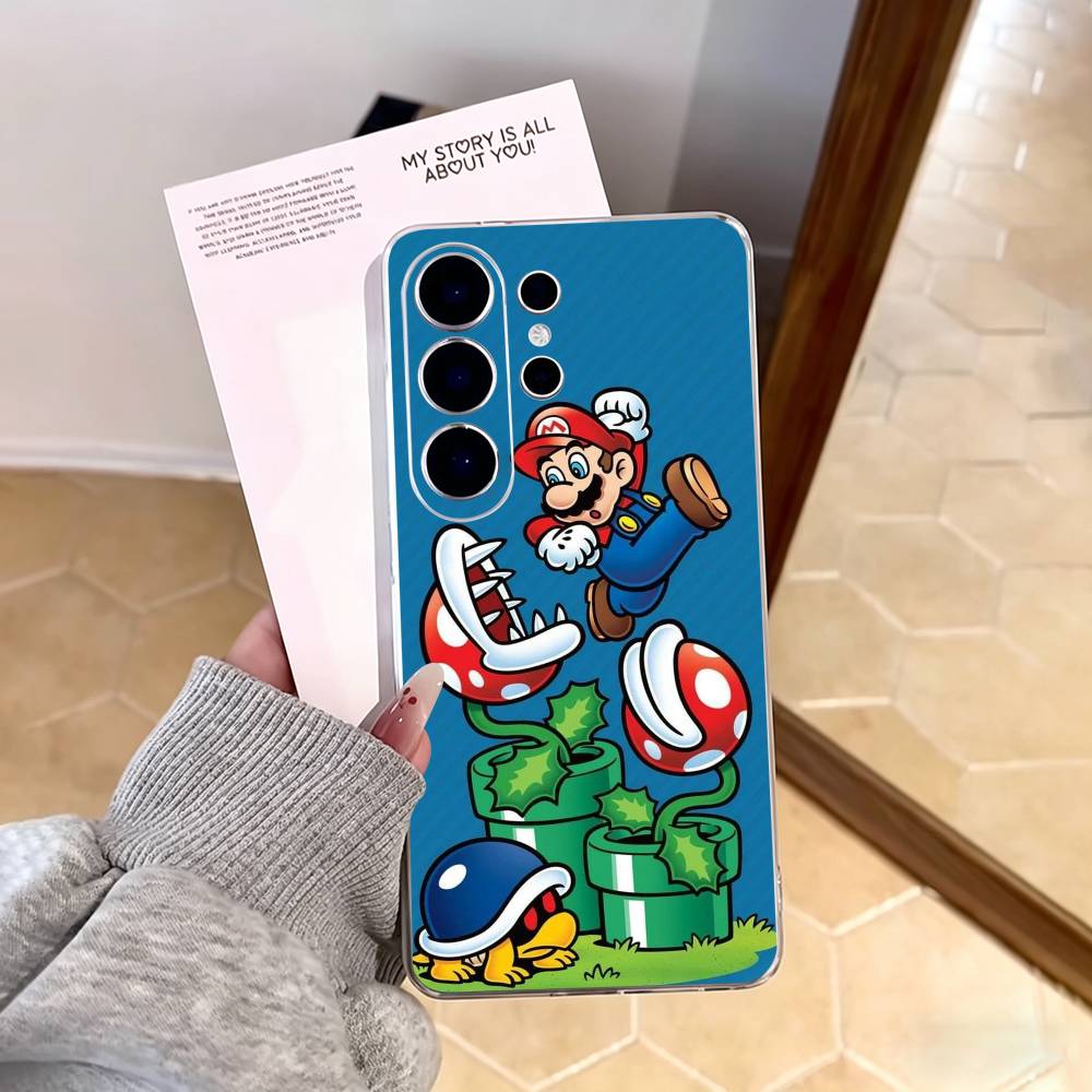 Мультяшный чехол для телефона S-Super M-MarioS Bros для Samsung S25,S24,S21,S22,S23,S30,Ultra,S20,Plus,Fe,Note,10,9,5G Прозрачная крышка