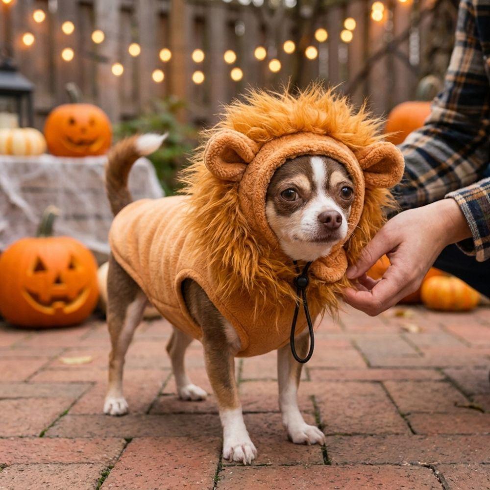 Breathable Plush Dog Lion Mane Hat Simulated Lion Mane Pet Lion Mane Headwear Holiday Dress Up