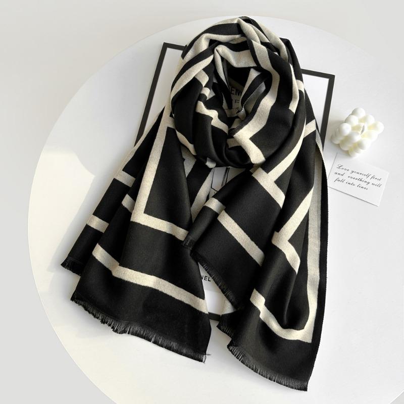 Scarf Women's Winter Imitation Cashmere Scarf High-end Sense Versatile Retro Long Shawl Warm Dual-purpose Scarf