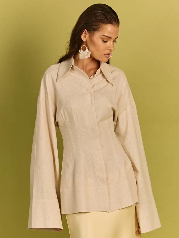 2026 Spring/Summer Simple Loose Linen Women's Shirt - Middle East Europe America
