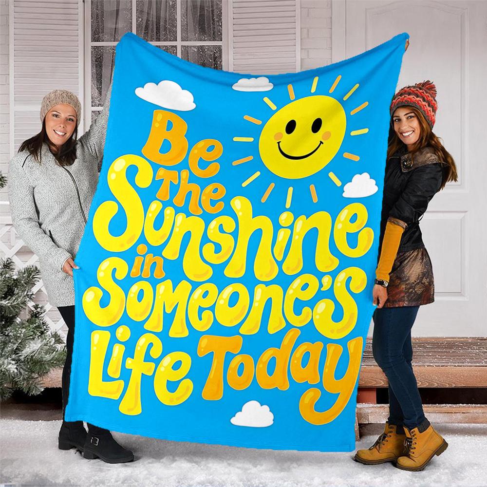 1pc Sunshine Outdoor Blanket - Soft Flannel Cozy for Travel & Camping - All-Season Warm Bed Cover, Machine Washable yy251229075