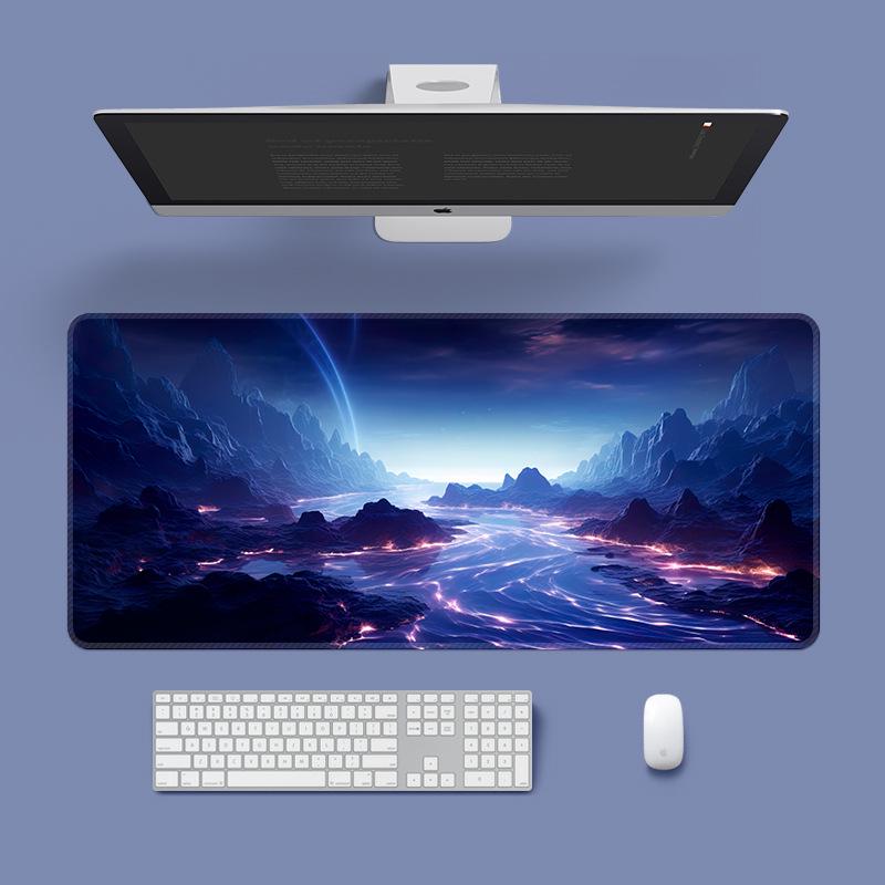 Extra Large Washable Mouse Pad - Aurora Landscape & Sunset Clouds Design, Thickened for Office and Gaming Desks
