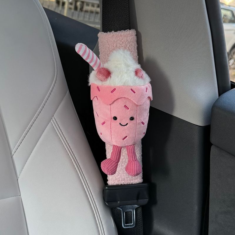 Original Strawberry Milkshake Ice Cream Doll Car Seatbelt Shoulder Pad Car Decoration New Car Gift Cute