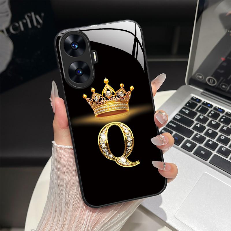 Чехол для Realme C55 4G Модные буквы Жесткие задние крышки из закаленного стекла Для Realme Narzo N55 NarzoN55 C55 RMX3710 Чехол для телефона