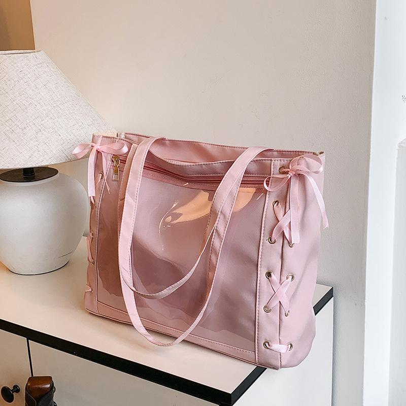 Girls' Satin Tie Bowknot Ita Bag Transparent Badge Goods Pain Bag Shoulder Bag Two-Dimension Itabag Anime Versatile