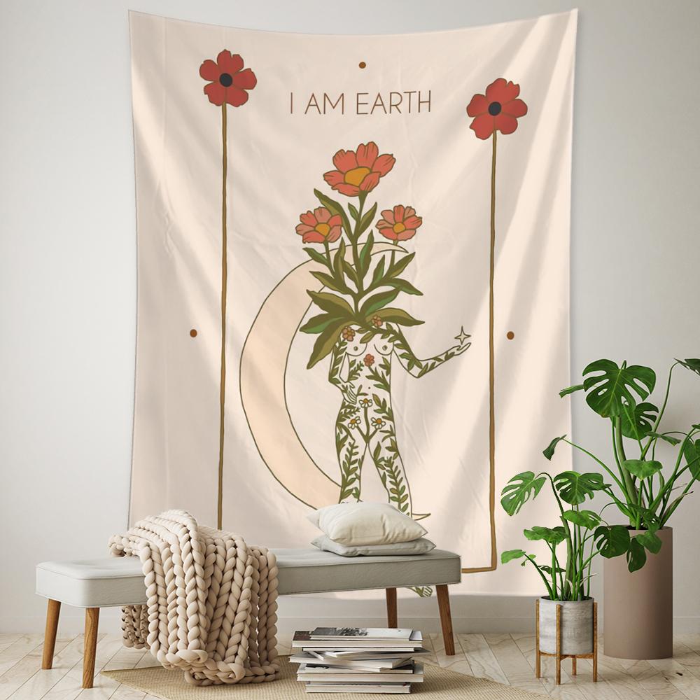 Растение Цветок Таро Гобелен Настенный Астрология Гадание Колдовство Богиня Солнца и Луны Домашний Декор