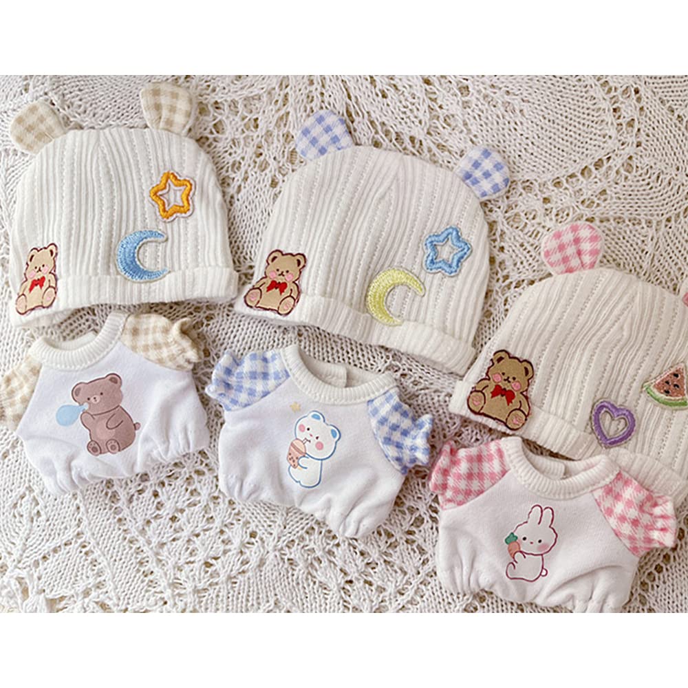 Niannyyhouse 10 см Плюшевая одежда, Свободный ползунок, Шапка с медвежьими ушками, Боди, Сменная одежда для хлопковой куклы (хаки)