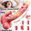 Телескопический вращающийся вибратор-дилдо 5 в 1 – стимулятор клитора с облизыванием языком, анальная игрушка для толчков и нагрева точки G, основание без помощи рук для женщин и пар
