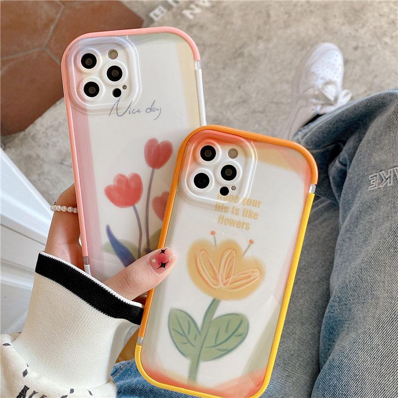 Чехол для телефона Ins с акварельным цветком тюльпана для Iphone 13 Pro Max 12 11 7 8 Plus Xr Xs Max Fundas, противоударный защитный чехол