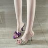 Роскошные Сексуальные Тонкие Высокие Каблуки Летние Женские Шлепанцы Модные Открытый Носок Платье-Слайдеры Женские Бант-Бабочка Стрип-Клуб Вечеринка Сандалии