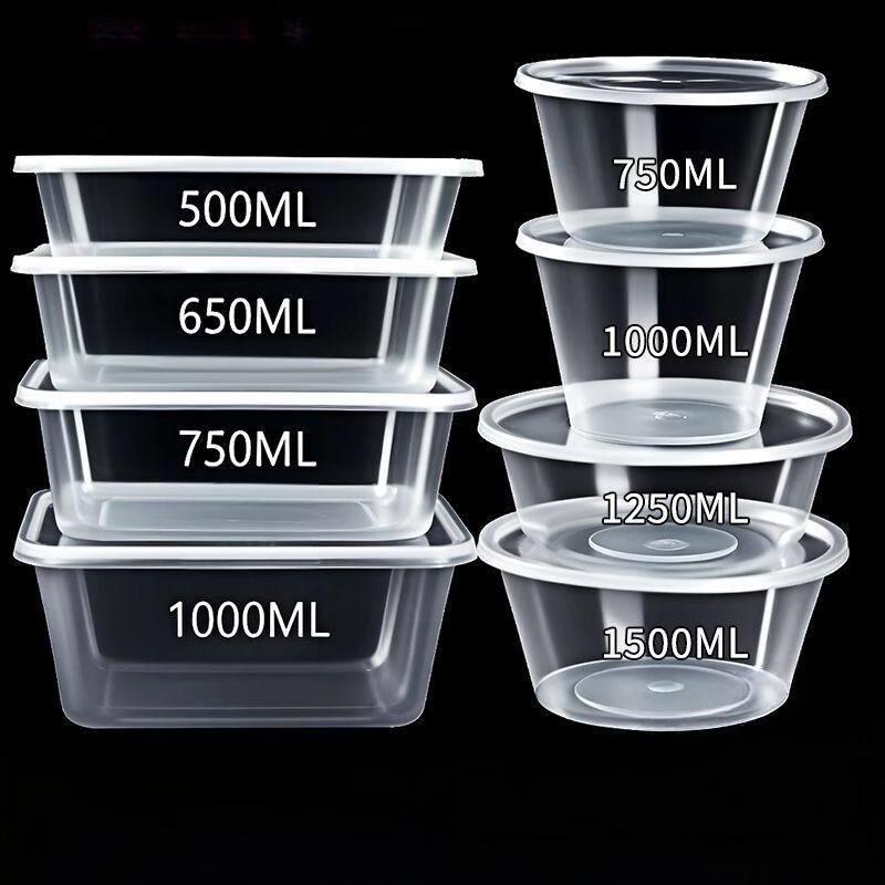 Disposable Rectangular Plastic Food Containers with Lids