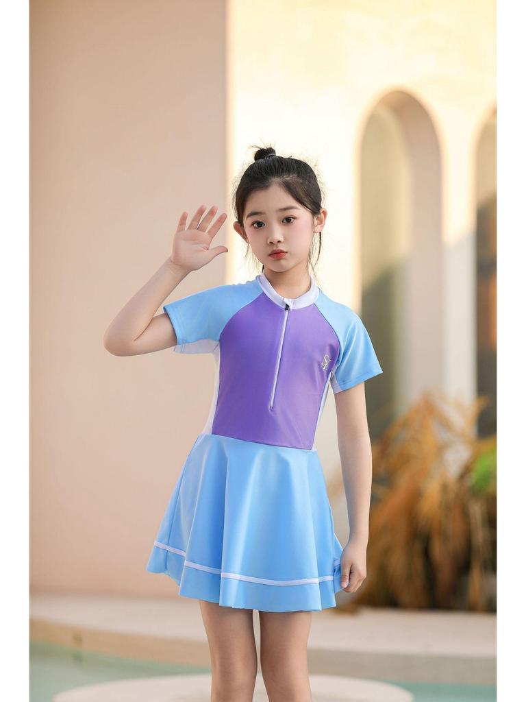 Спортивный слитный купальник для девочек в стиле юбки для тренировок и горячих источников