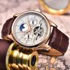Gosasa Men's Brown Genuine Leather Tourbillon Automatic Watch, Brown, Mechanical, Automatic Watch.