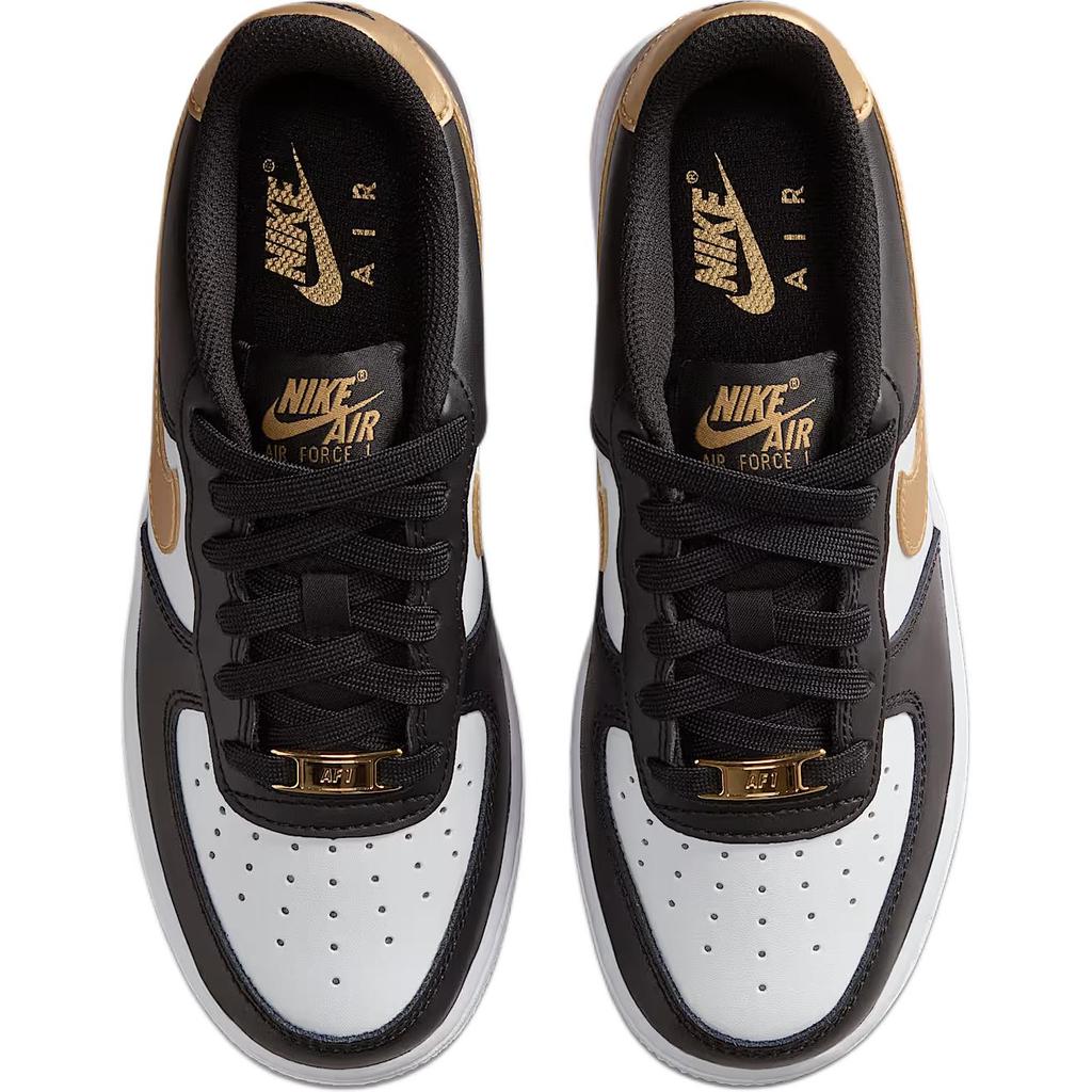 Nike Кроссовки Air Force 1 GS Черные Белые Металлик Золото Детские CT3839-009