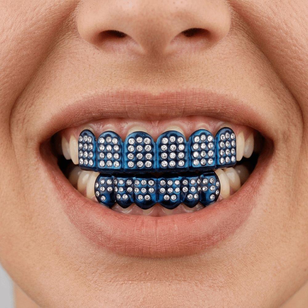 Glossy Finish Teeth Grillz Caps Anti Slip Teeth Jewelry Classic Teeth Grillz Top Bottom Set Events