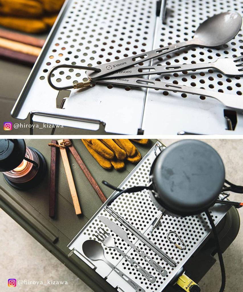 Titanium Cutlery Set Camping Cutlery Set Outdoor Knife Fork Spoon Chopsticks Titanium Camping Cutlery Picnic BBQ Portable Tableware S'more 4-Piece