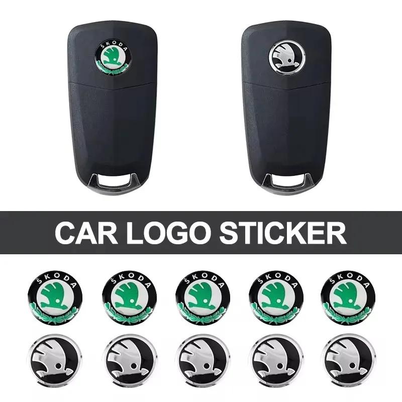 NADH5 10mm Car Remote Key Sticker Aluminum Emblem Decal For Skoda Enyaq A7 Octavia Kodiaq Fabia Superb Rapid Kamiq Karoq Derivati Yeti
