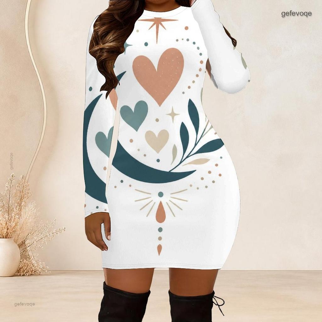 Plus Size Women Long Sleeve Slim Bodycon Midi Dress Soft Premium Casual Party Evening Outfit