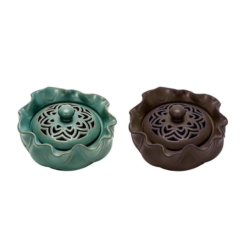 1 шт., креативный держатель для благовоний, лист лотоса, керамический домашний декор, курильница, печь для благовоний, винтажная