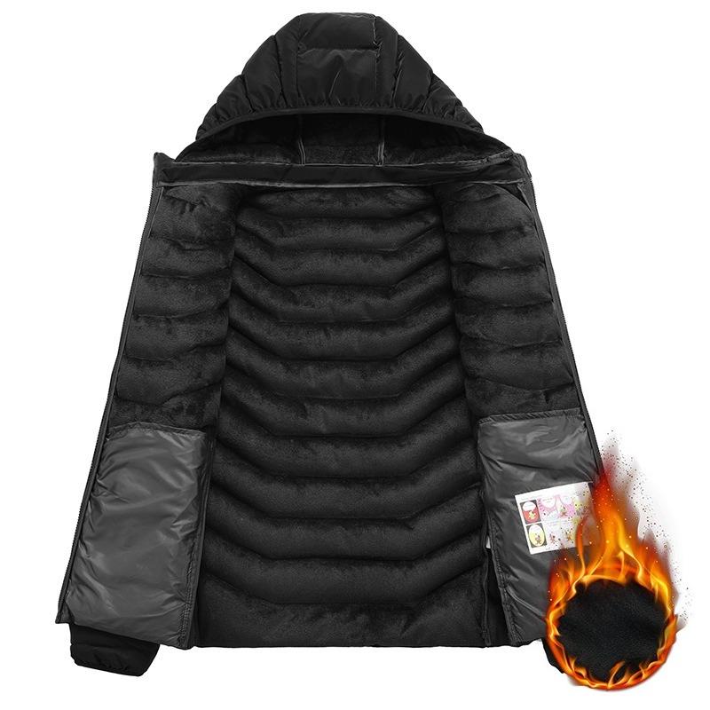 Легкая Удобная и Универсальная Куртка Хлопковая Одежда Мужские Модели Зимняя Приталенная Съемный Капюшон Утепленная Утолщенная Куртка с Капюшоном Мужская