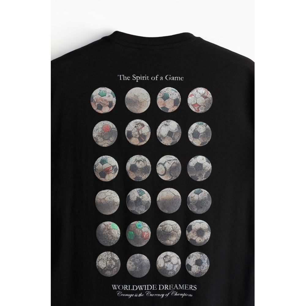 Футболка свободного покроя с принтом HM, черная, Worldwide dreamers